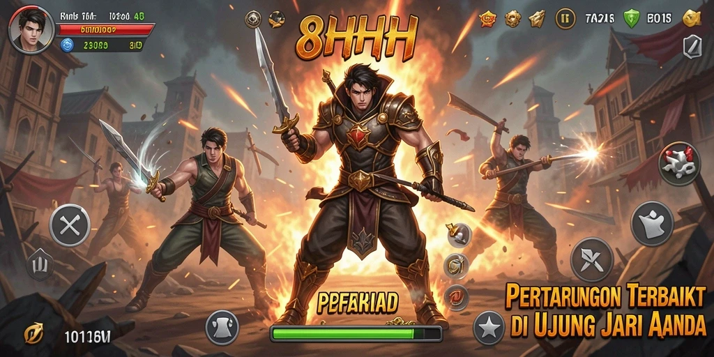 Screenshot gameplay dari 8HHH menampilkan aksi pertarungan yang mendebarkan.