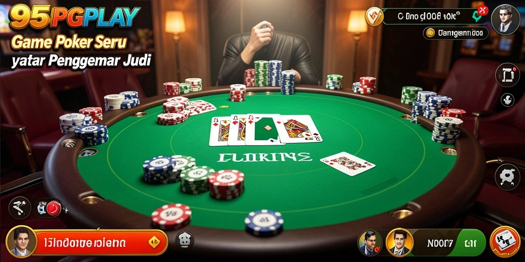 Tangkapan layar 95PGPLAY menampilkan suasana seru permainan Poker.
