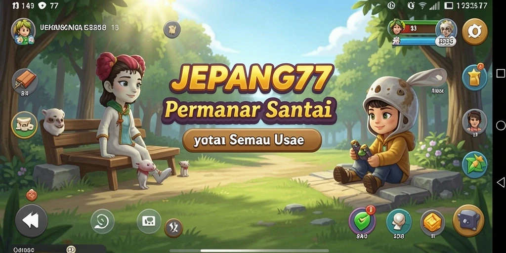 Tampilan gameplay JEPANG77 yang ceria dan menghibur.