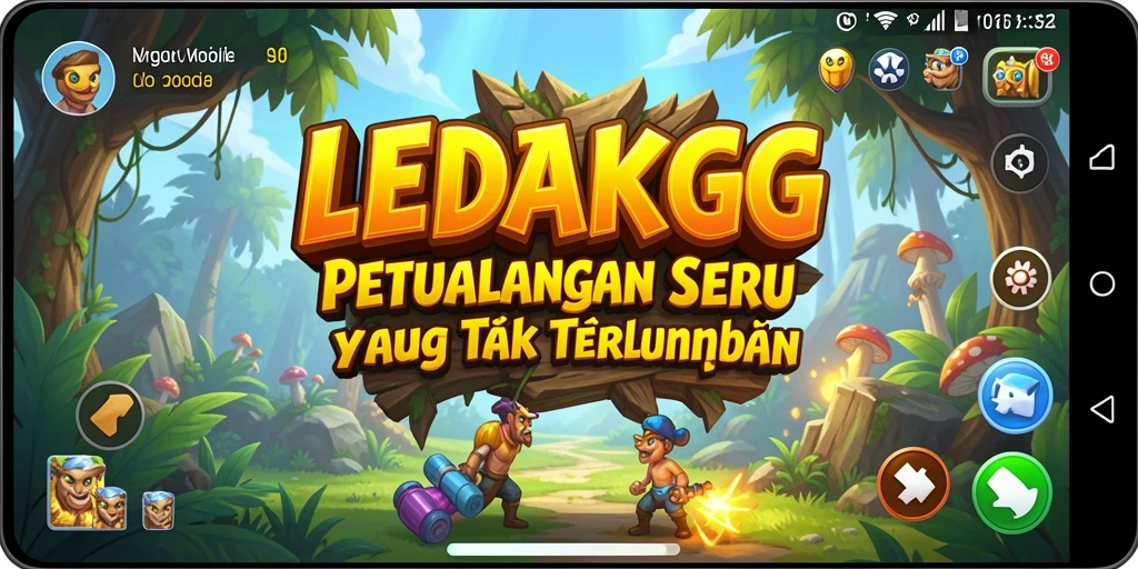 Screenshot LEDAKGG menampilkan aksi petualangan yang seru dan menantang.