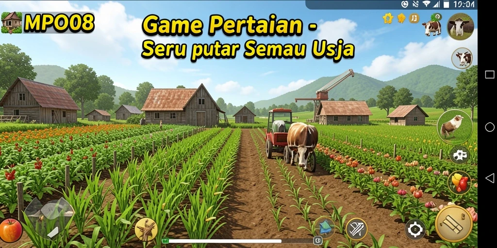 Screenshot MPO08 menunjukkan aktivitas bertani yang seru dan interaktif.