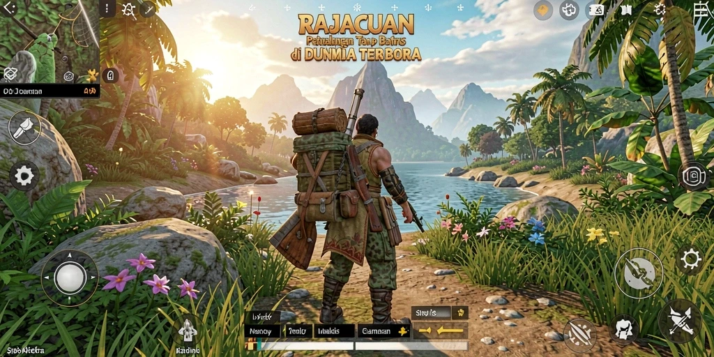 Tampilan gameplay RAJACUAN yang memukau di dunia terbuka.
