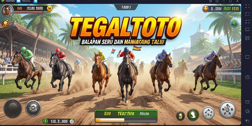 Gameplay balapan seru di TEGALTOTO, pemandangan lintasan yang menakjubkan.