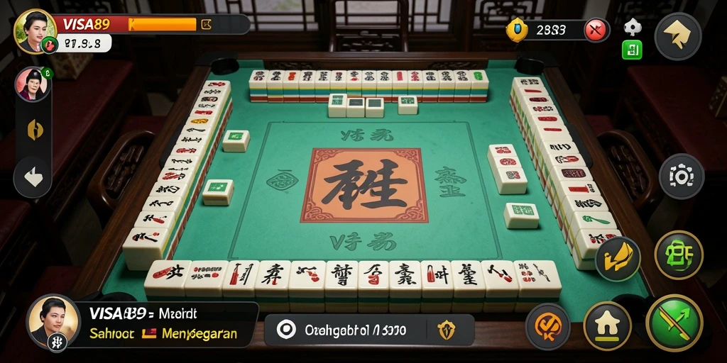 Screenshot gameplay VISA89 menampilkan suasana permainan Mahjong yang seru.